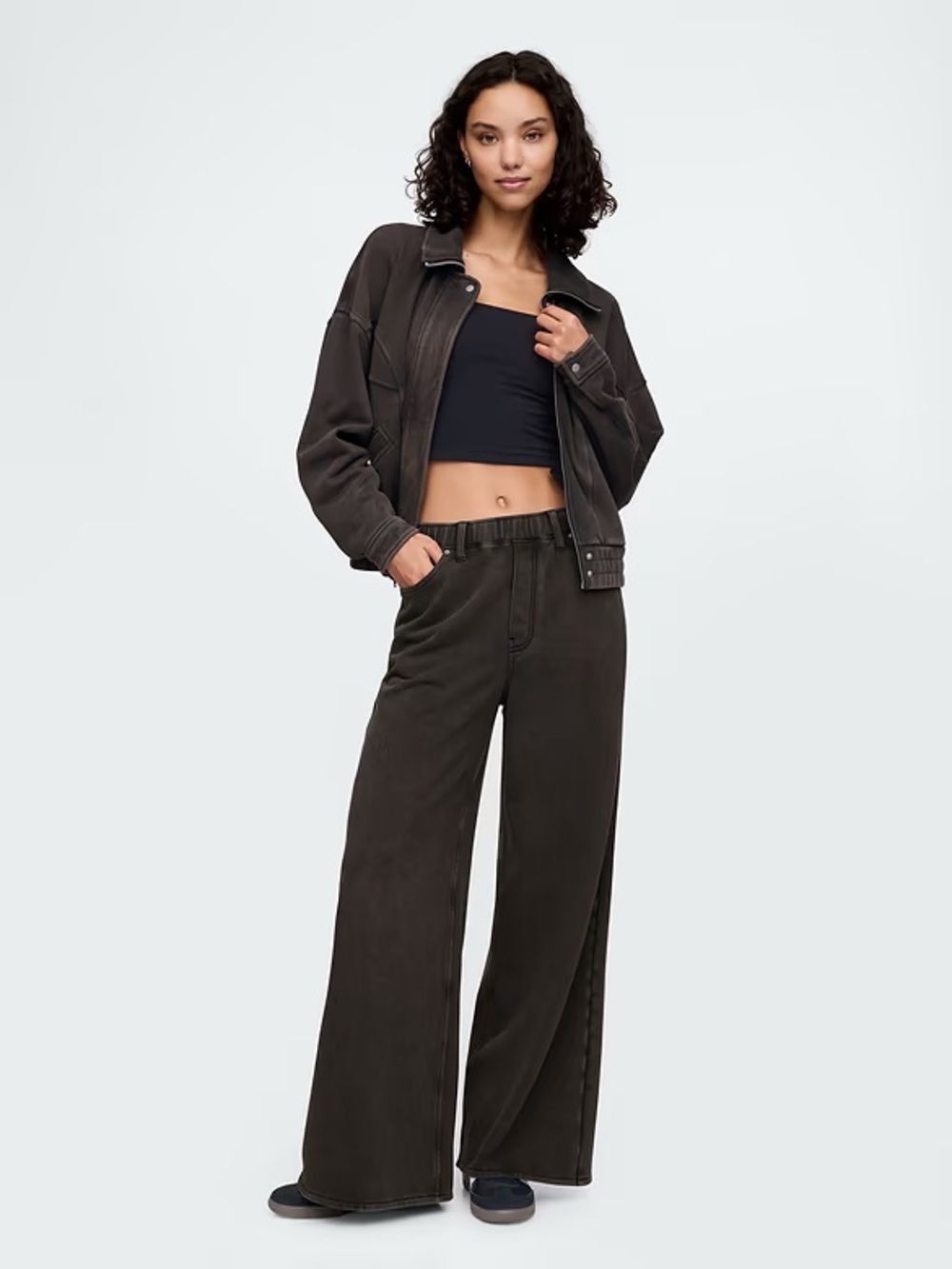 Gap Soft Knit Wide Leg Heavyweight Easy Baggy Sweatpant Jeans Gray Pull On